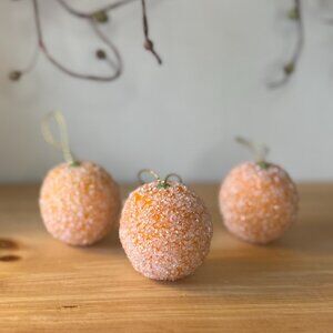 Vintage Sugared Orange Ornaments Set of 3 Retro Citrus Holiday Home Decor #4